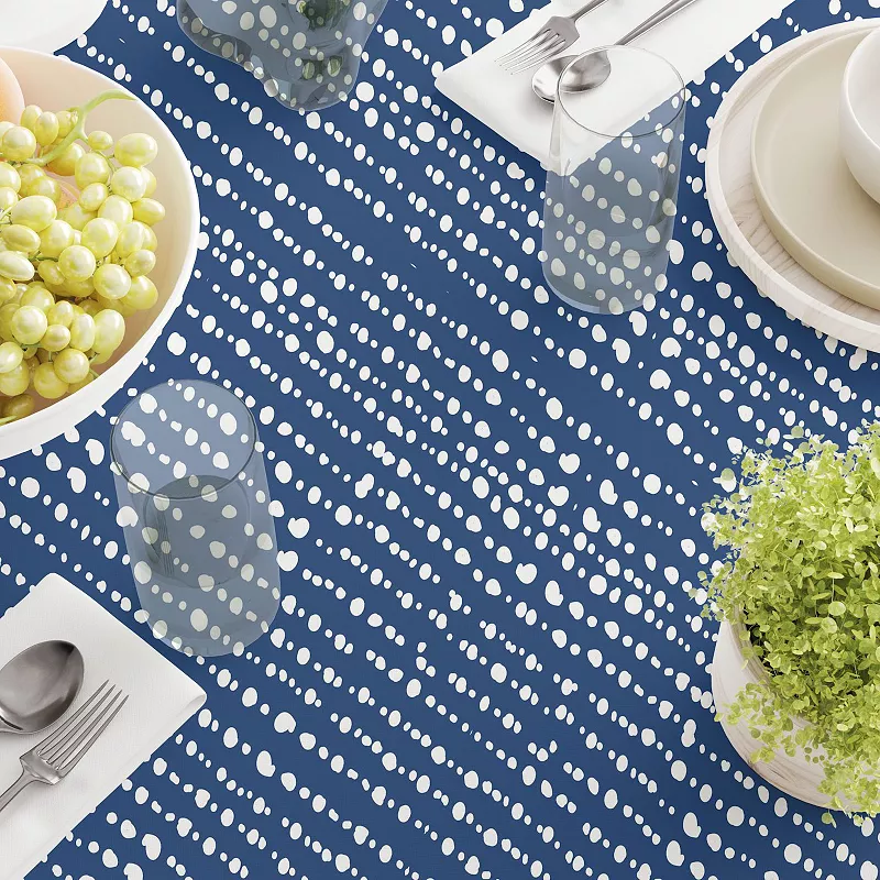 Square Tablecloth， 100% Polyester， 70x70， Dots in Stripes