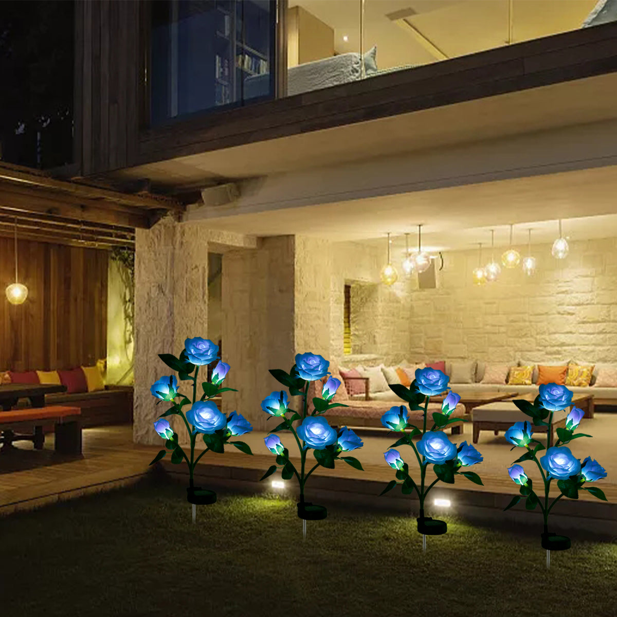 Willstar Solar LED Rose Flower Lights Garden Decorative Stake Lights IP65 Waterproof Solar Garden Lights with 6 Rose Flowers