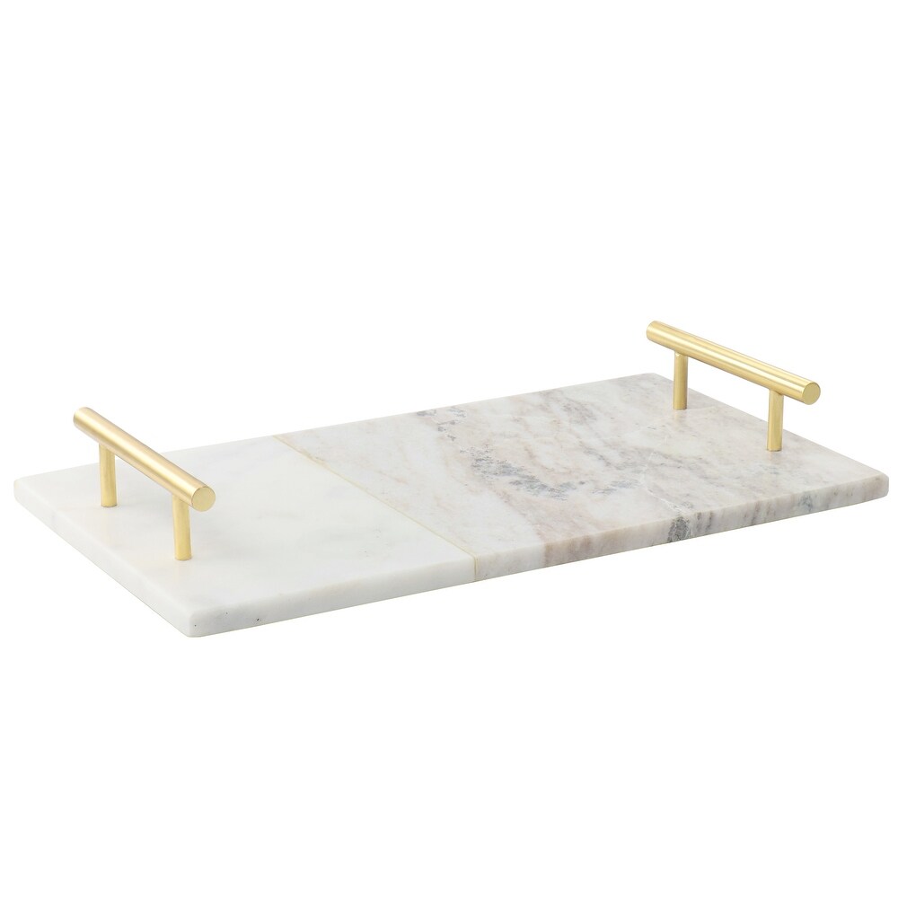 Laurie Gates Rectangle Marble Tray with Handles