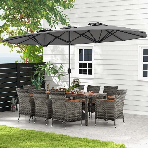 Costway 10 Pieces Patio Wicker Dining Set with DoubleSided Patio