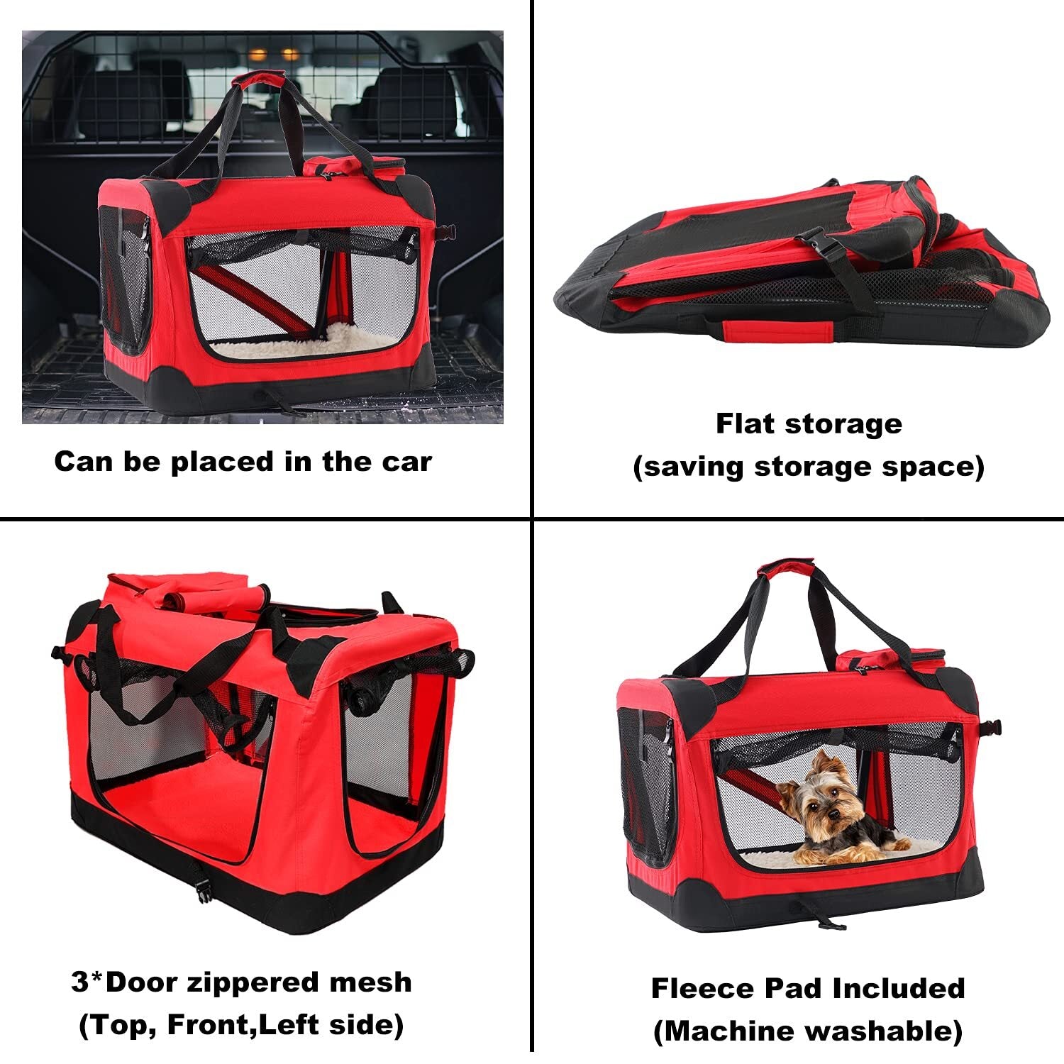 Dog Carrier Airline Approved Oxford Fabric Red S Bbonlinedress