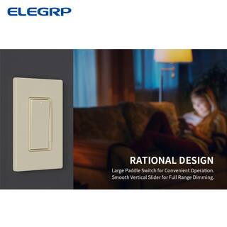 ELEGRP Slide 300-Watt Single Pole 3-Way Dimmer Rocker Paddle Wall Plate Included Light Almond (2-Pack) DM19-LA2