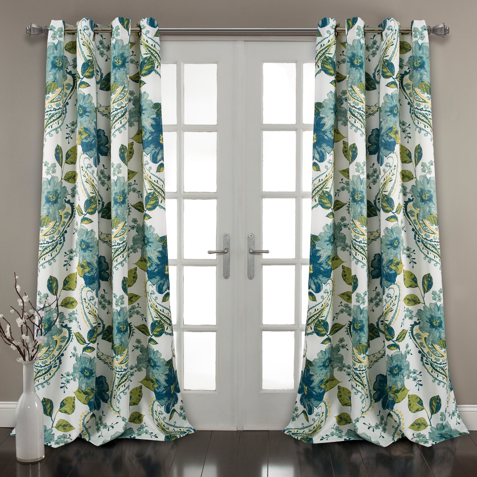 Floral Paisley Light Filtering Window Curtain Set