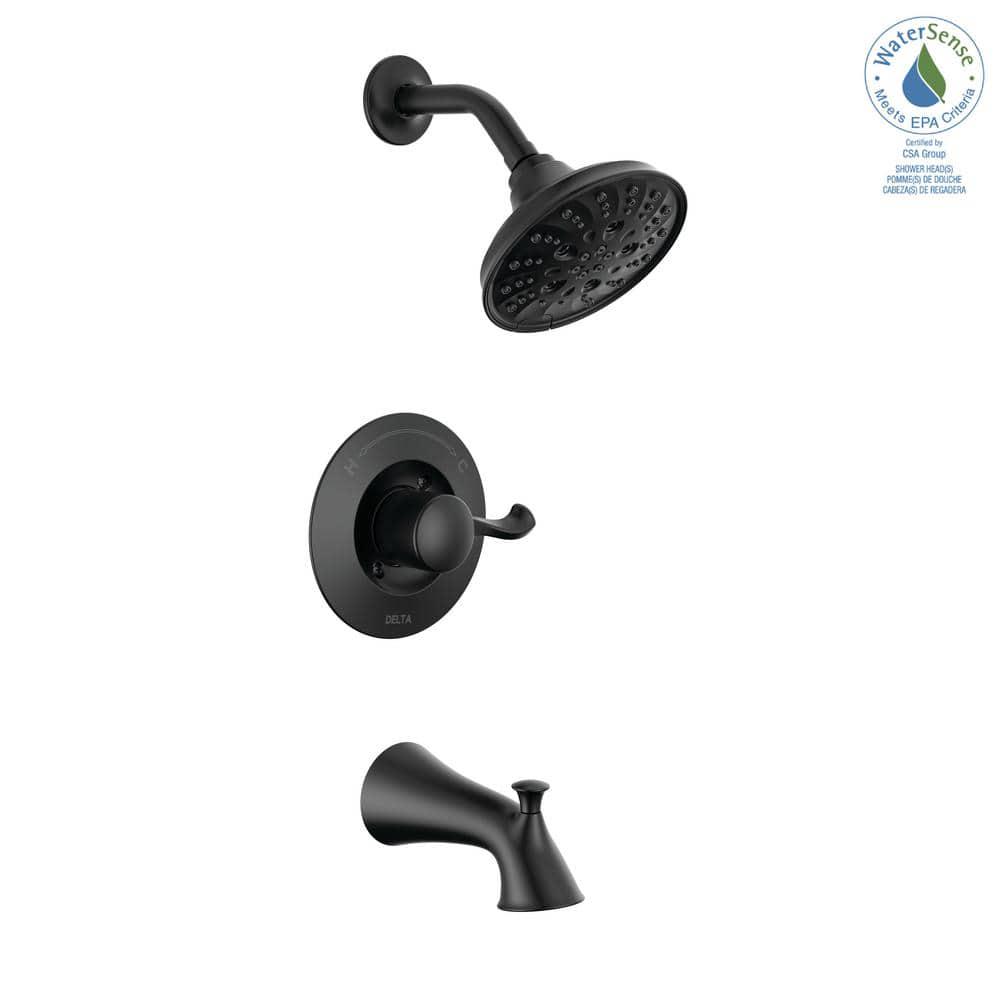 Delta Esato SingleHandle 5Spray Tub and Shower Faucet with H2Okinetic in Matte Black