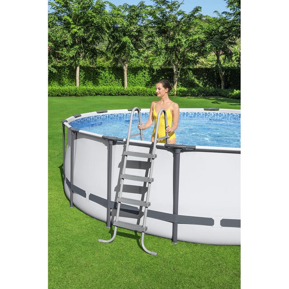 Bestway Pro MAX 15 ft. x 15 ft. Round 48 in. Deep Metal Frame Above Ground Swimming Pool with Pump & Cover 56690E-BW