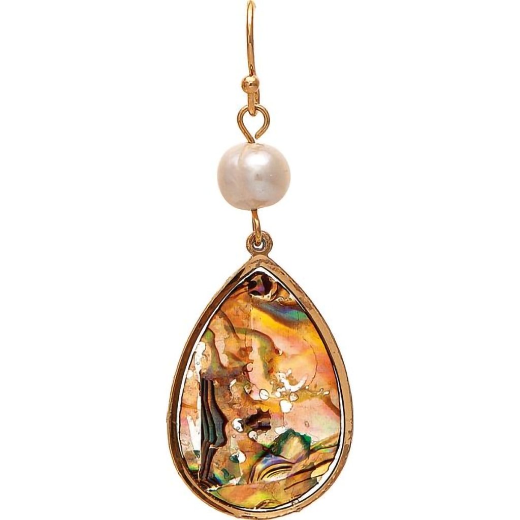 Rain  Gold Abalone Teardrop Pearl Earrings