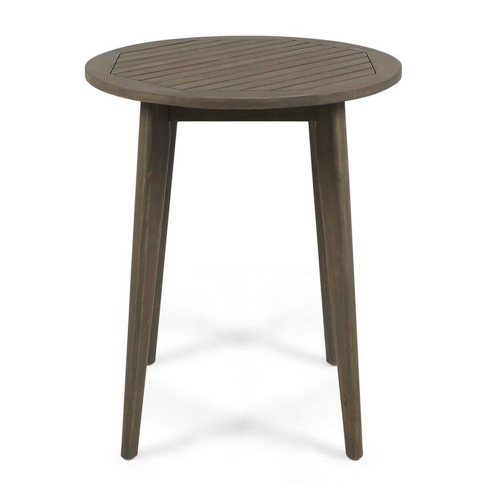 Noble House Stamford Gray Round Wood Outdoor Bistro Table