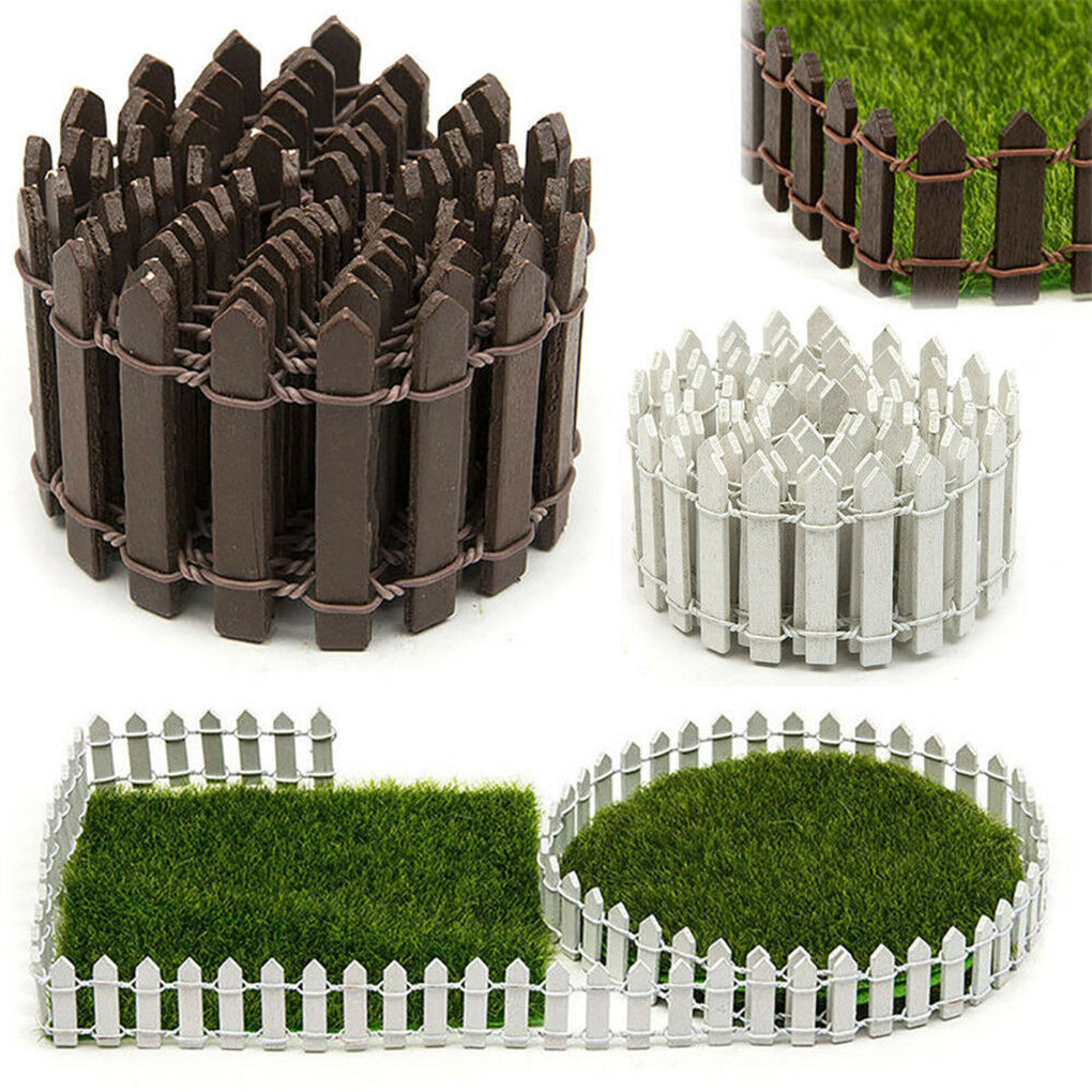 TureClos 1Mx5M Wood Fence Plant Potted Landscape Decor Accessories Miniature Terrarium Mini Barrier DIY Garden Kit