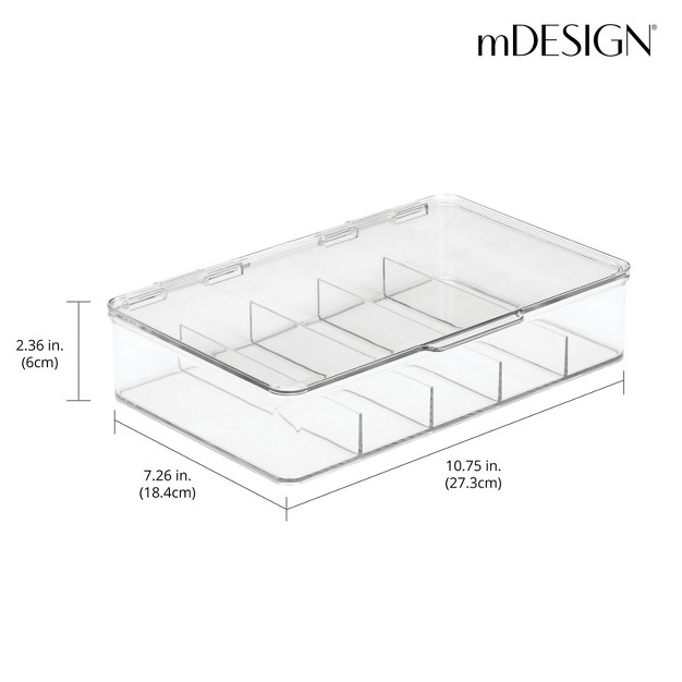 Mdesign Plastic Stackable Eyeglass Storage Organizer 5 Sections 2 Pack Clear