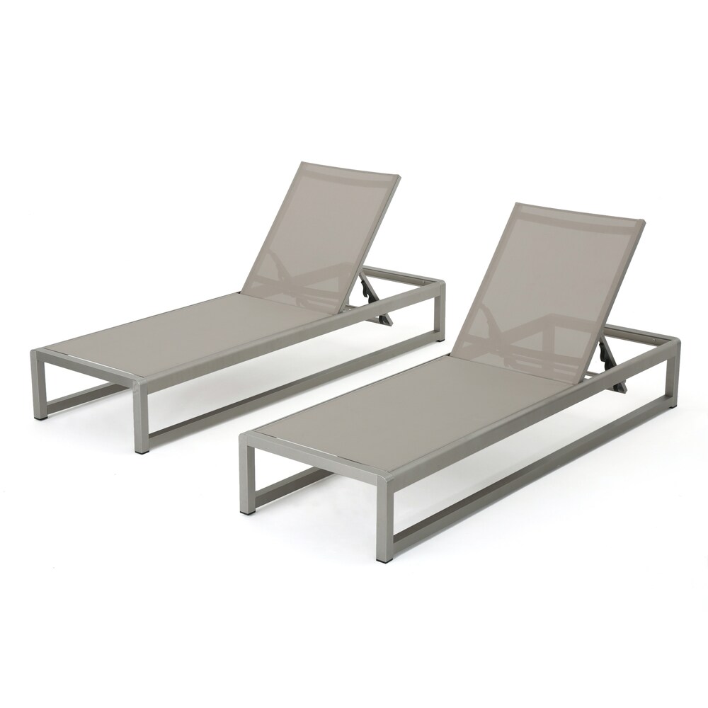 Metten Outdoor Mesh Chaise Lounge (Set of 2) by Christopher Knight Home