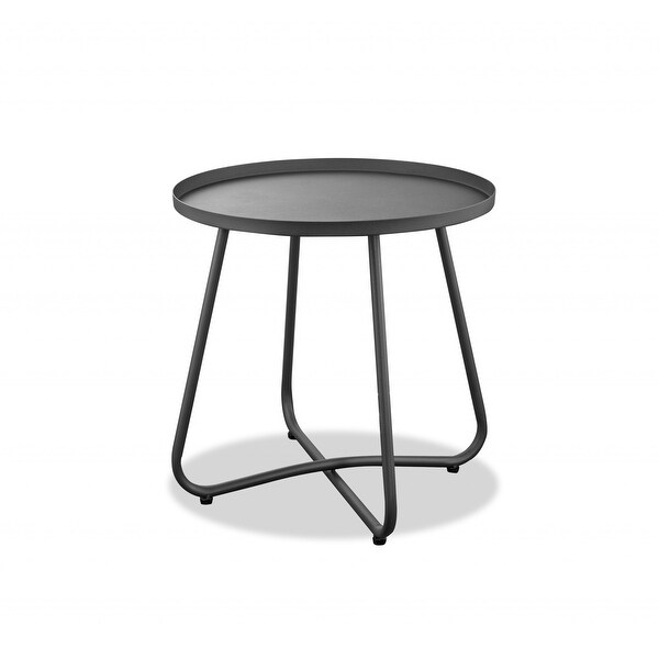 18inch Gray Rounded Aluminum Outdoor Side Table