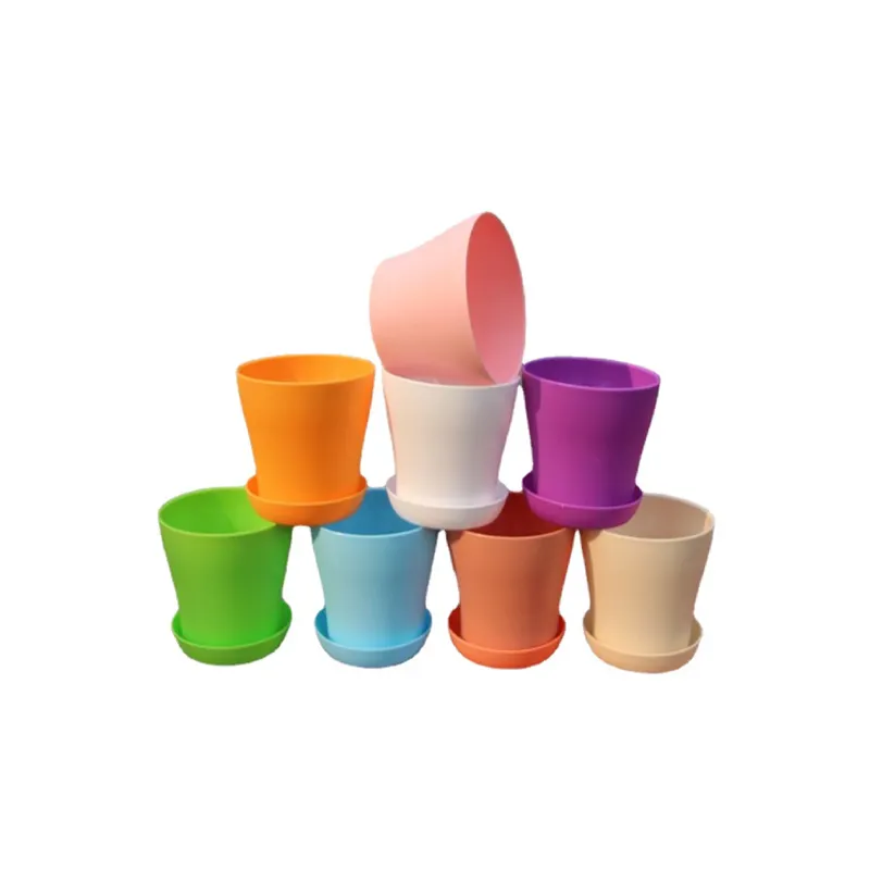 Plastic Round Polygonal Square Garden Supplies Cheap Small Flower Pot With Tray