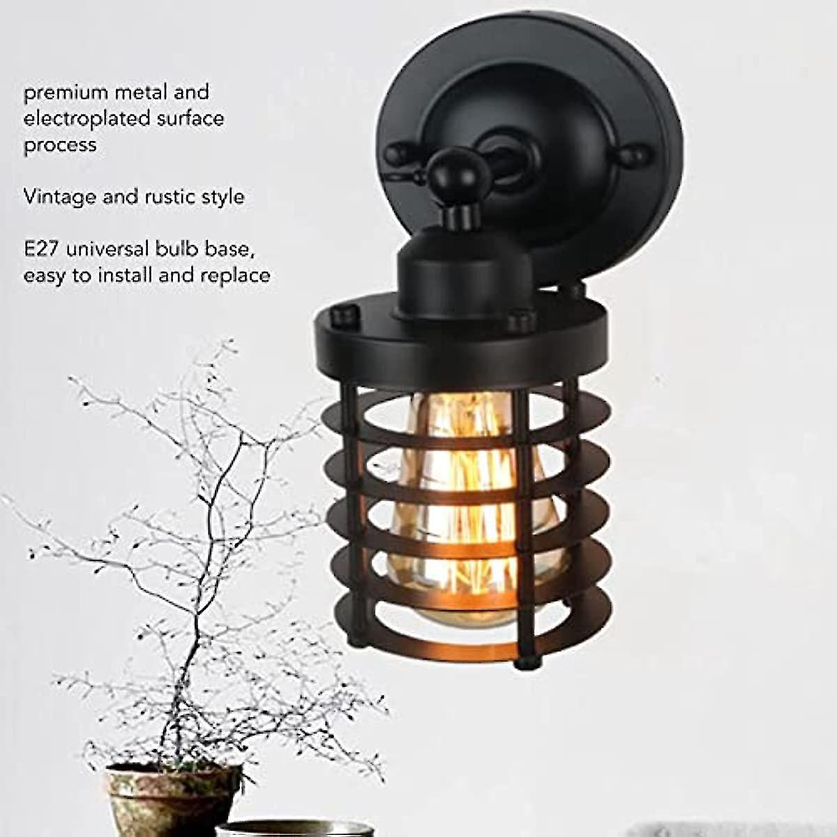 Black Wall Sconces E27 Base Vintage Rustic Style Durable Metal Wall Light For Living Room Kitchen 85 To 250v