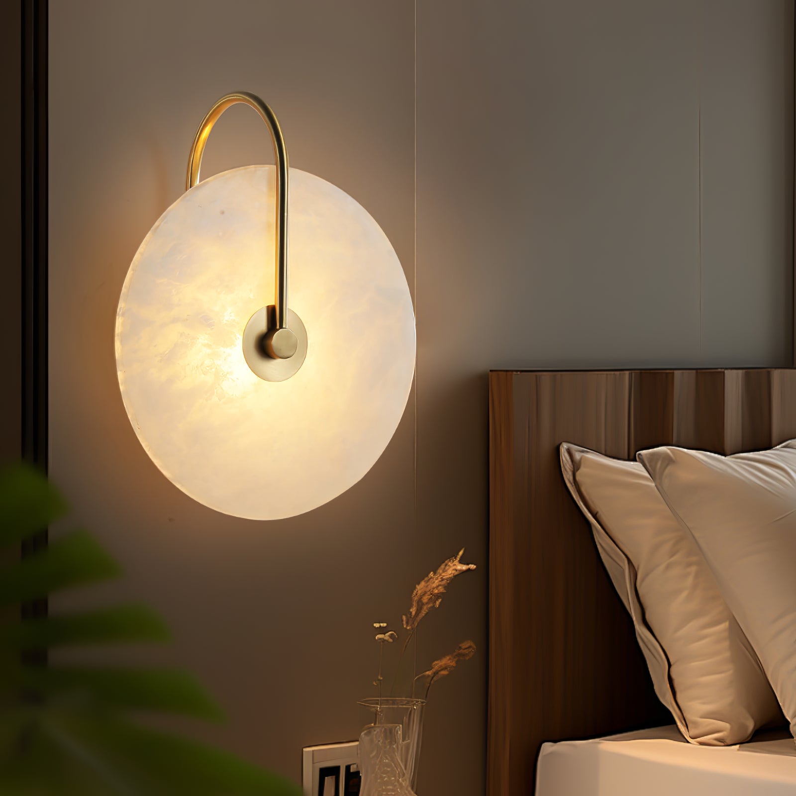 Alabaster LED Plug-In Wall Lamp