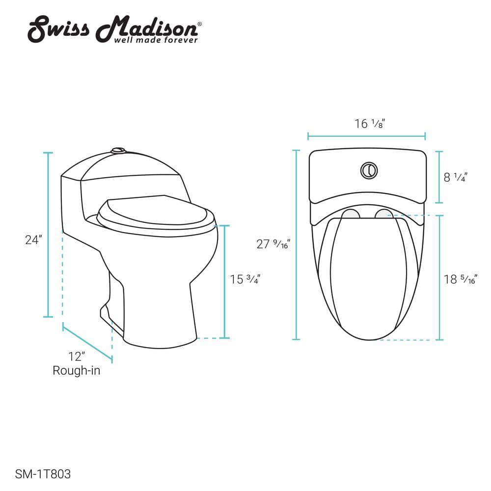 Swiss Madison Chateau 1Piece 08128 GPF Dual Flush Elongated Toilet in White