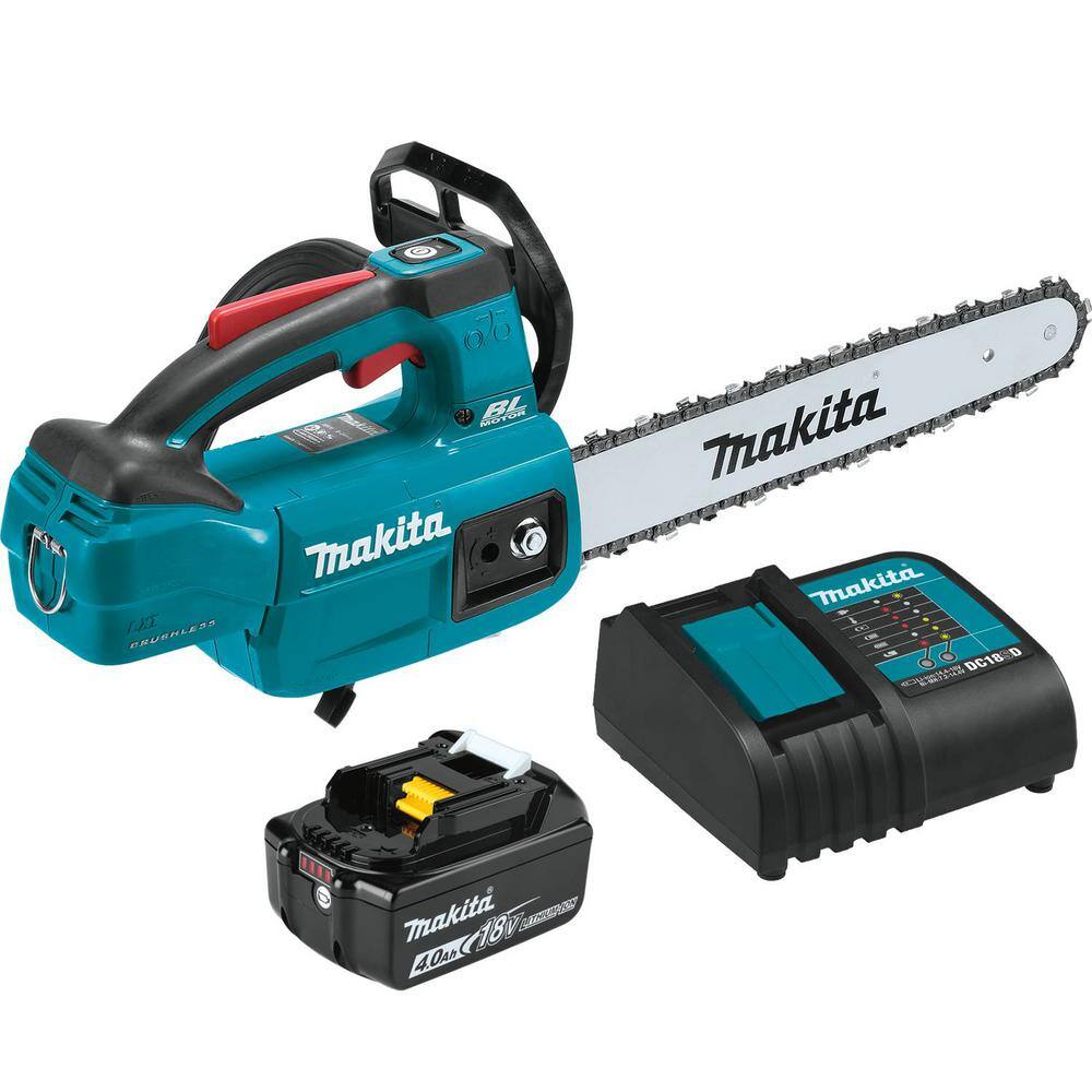 Makita LXT 12 in. 18V Lithium-Ion Brushless Top Handle Electric Battery Chainsaw Kit (4.0 Ah) XCU10SM1