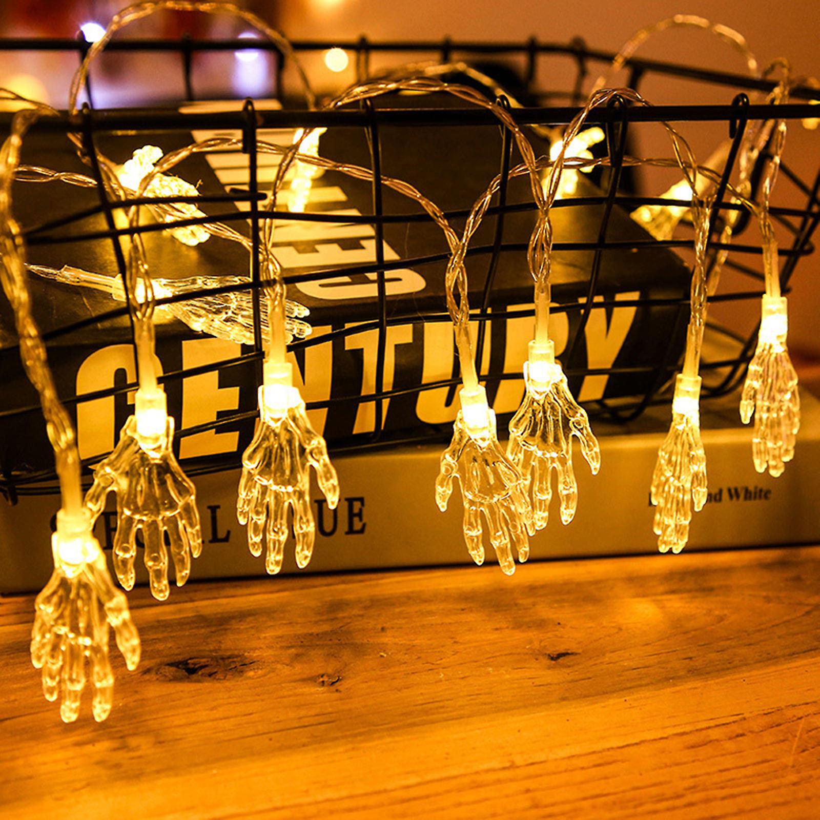 Halloween String Lights Skeleton Hand Halloween Decoration Light Holiday Decorative Lights String Atmosphere Lamp Home Decor Window Curtain Light No.3