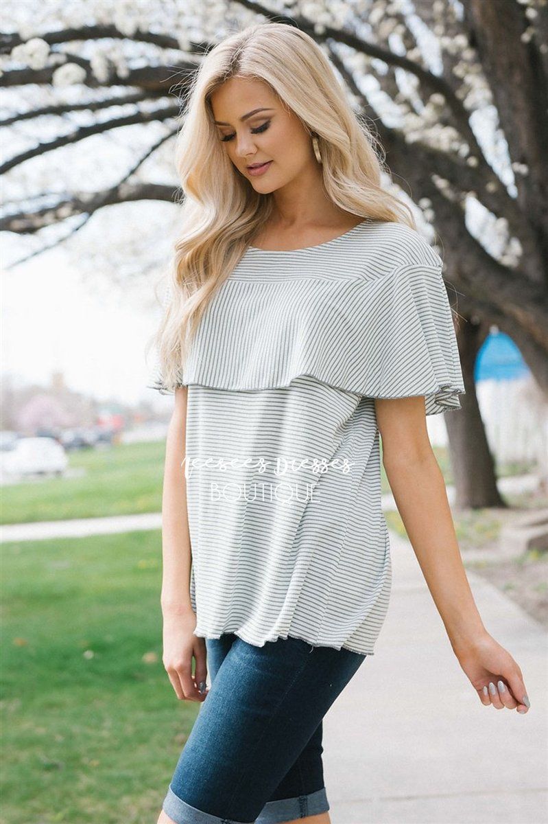 Striped Ruffle Layer Top