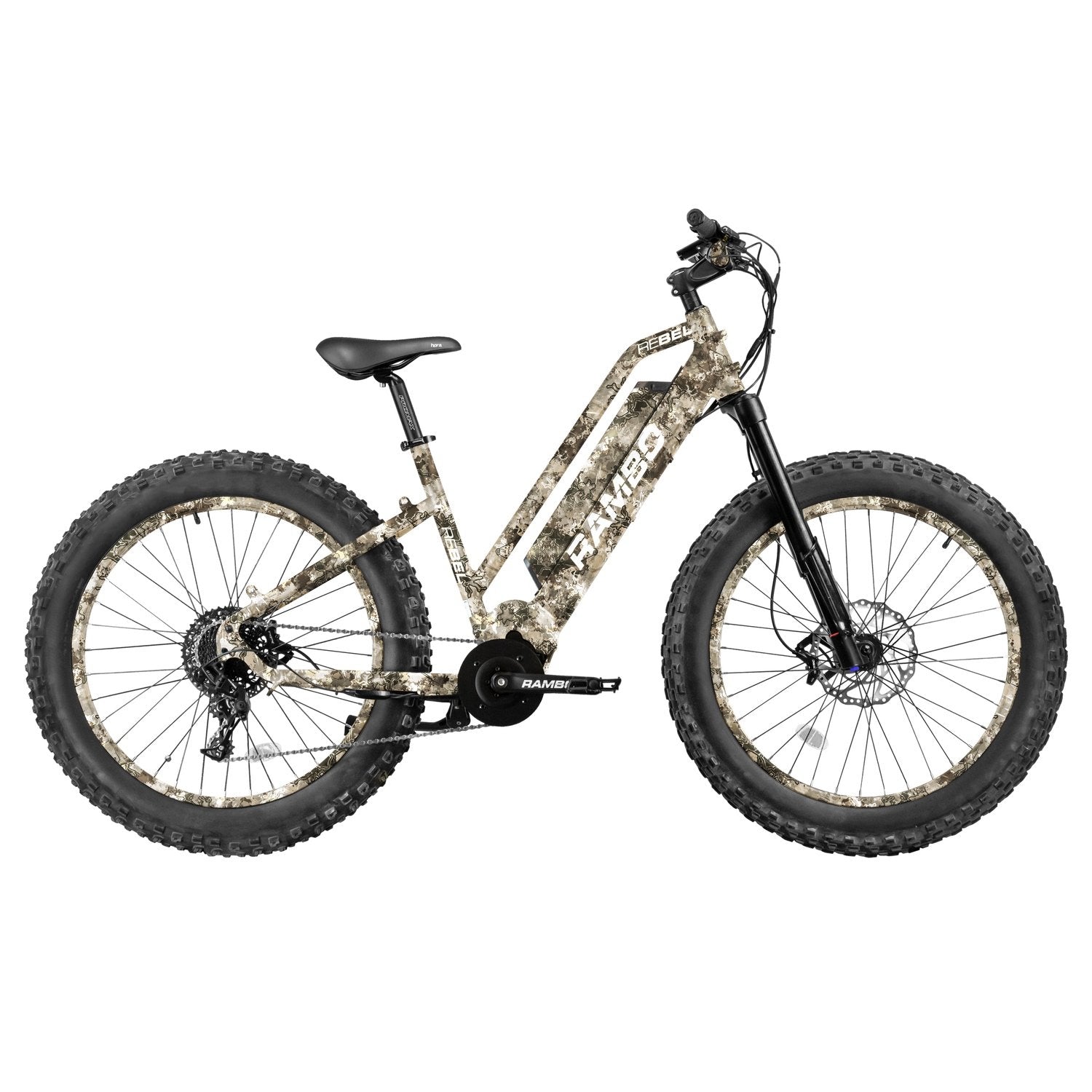 Rambo Rebel Step Thru 1000Watt Mid Drive Motor Fat Tire Electric Hunting Bike