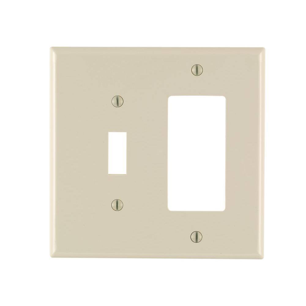 Leviton Decora 2-Gang Midway 1-Toggle Combination Nylon Wall Plate Light Almond R56-PJ126-00T