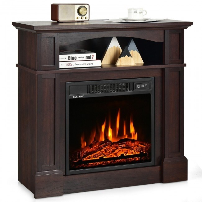 32 Inch 1400W Electric TV Stand Fireplace with Shelf   13\