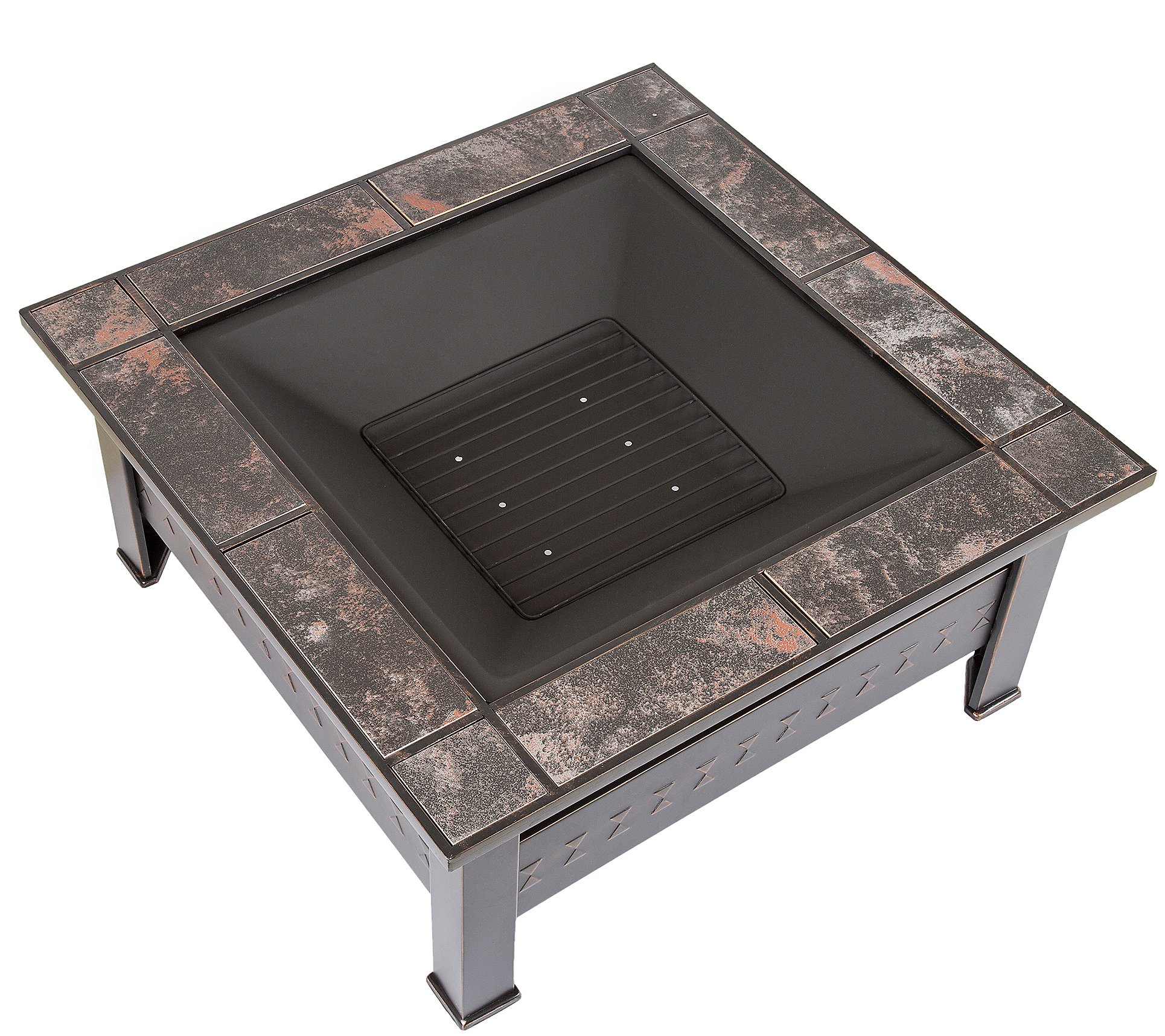 Pure Garden 33 Square Tile Fire Pit with Cover