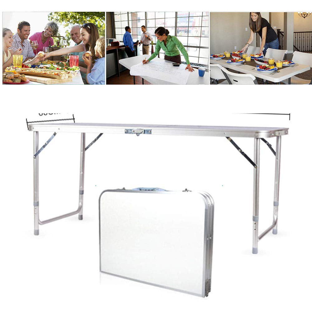 100PCS 4Ft Portable Multipurpose Folding Table Collapsible Picnic Aluminum Adjustable Table White Fold Up Square Desk for Hiking Camping Wedding Dining Party Patio Outdoor BBQ Yard