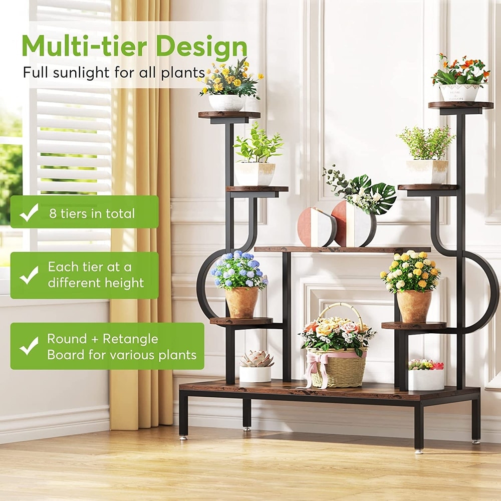 8 tier Metal Plant Stand  Large Tall Plant Shelf for Potted Plants