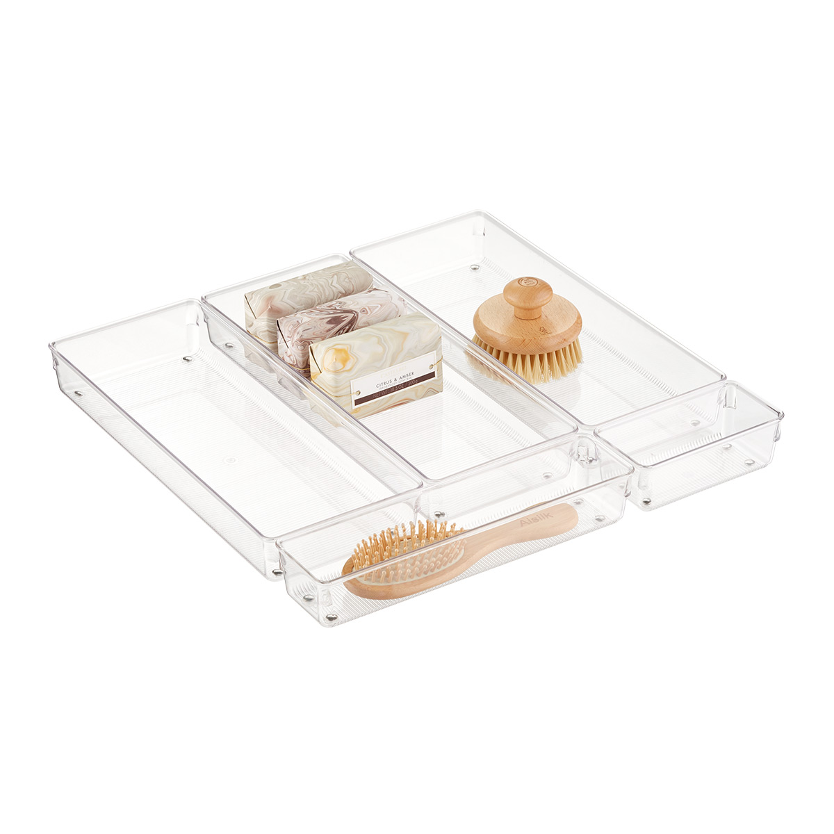 iDesign Linus Shallow Drawer Organizers Set of 5