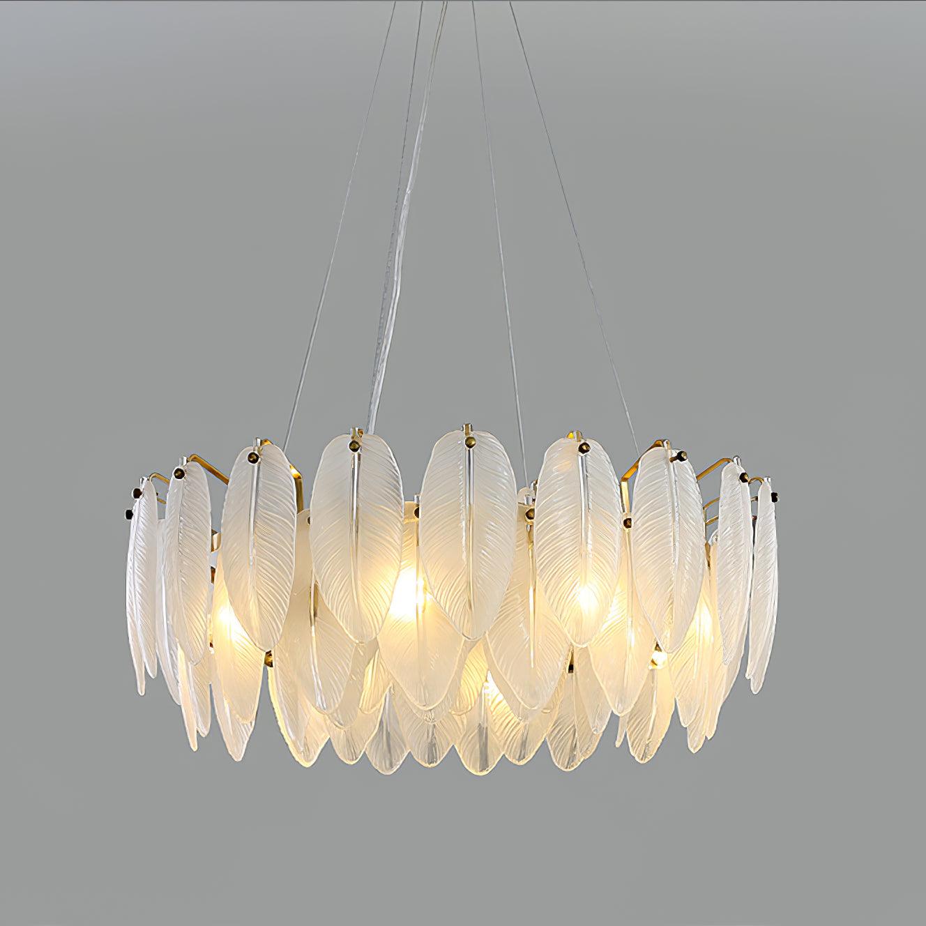 Glass Feather Chandelier