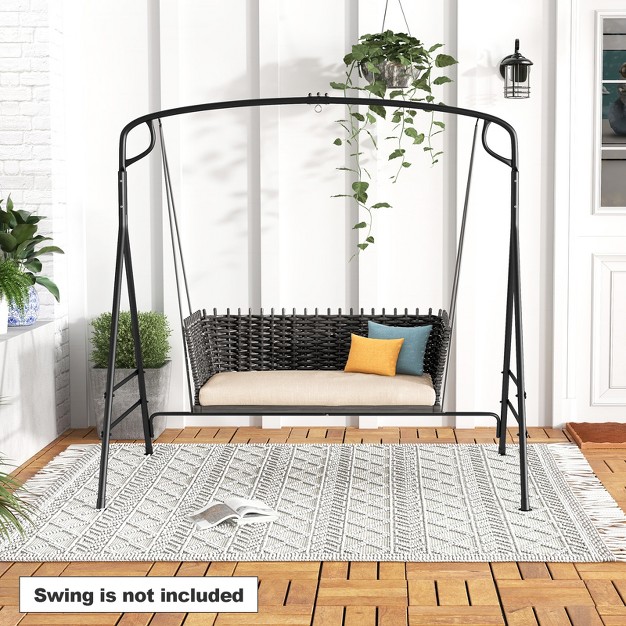 Costway Outdoor Metal Swing Frame Sturdy A shaped Porch Swing Stand With Extra Side Bars