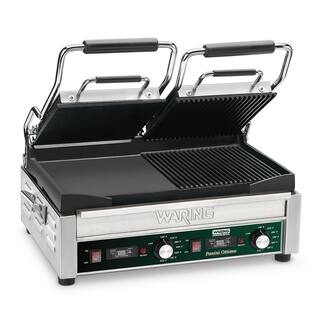 Waring Commercial Dual Grill - Half Panini and Half Flat Grill with Timer - 240-Volt (17 in. x 9.25 in. cooking surface) WDG300T