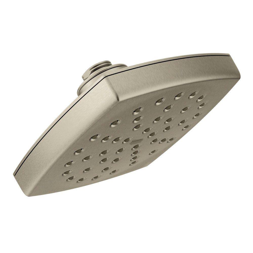 MOEN Voss 1-Spray 6 in. Single Wall Mount Fixed Shower Head in Brushed Nickel S6365BN