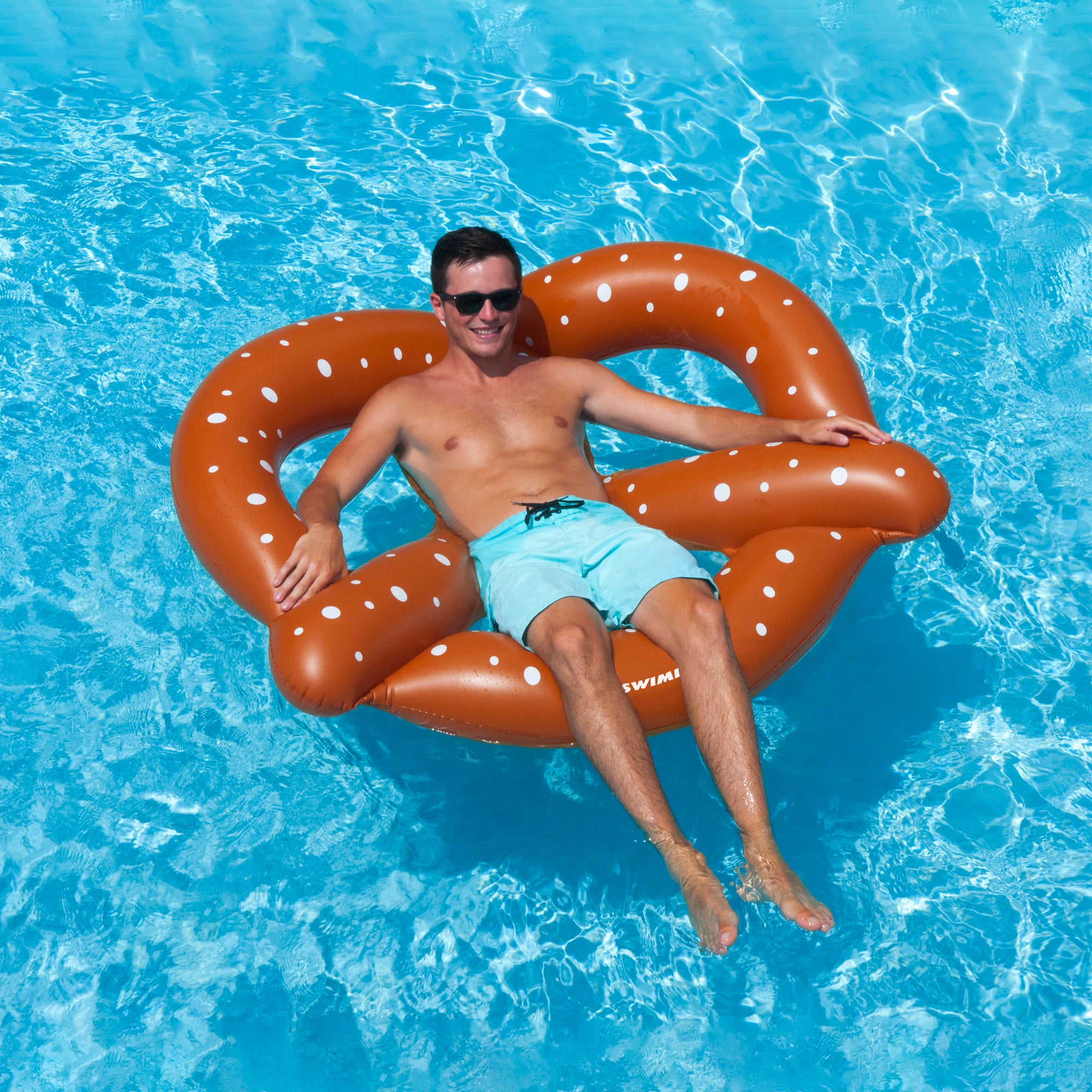 Swimline 60" Inflatable Giant Pretzel 3-Person Swimming Pool Float - Brown/White