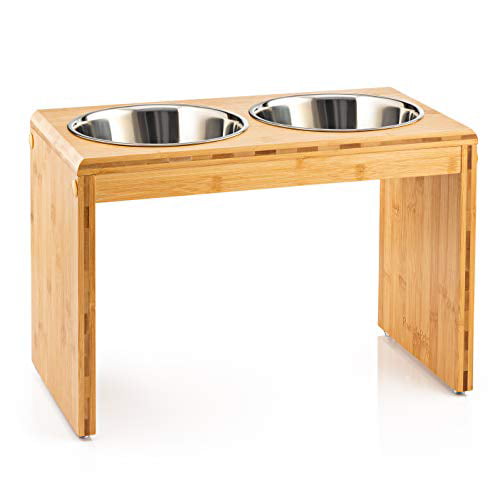 Large 12" Tall Elevated Dog & Pet Feeder- Double Bowl Raised Food & Water Stand- Includes 2 Extra Stainless Steel Bowls, 4 Bowls Total