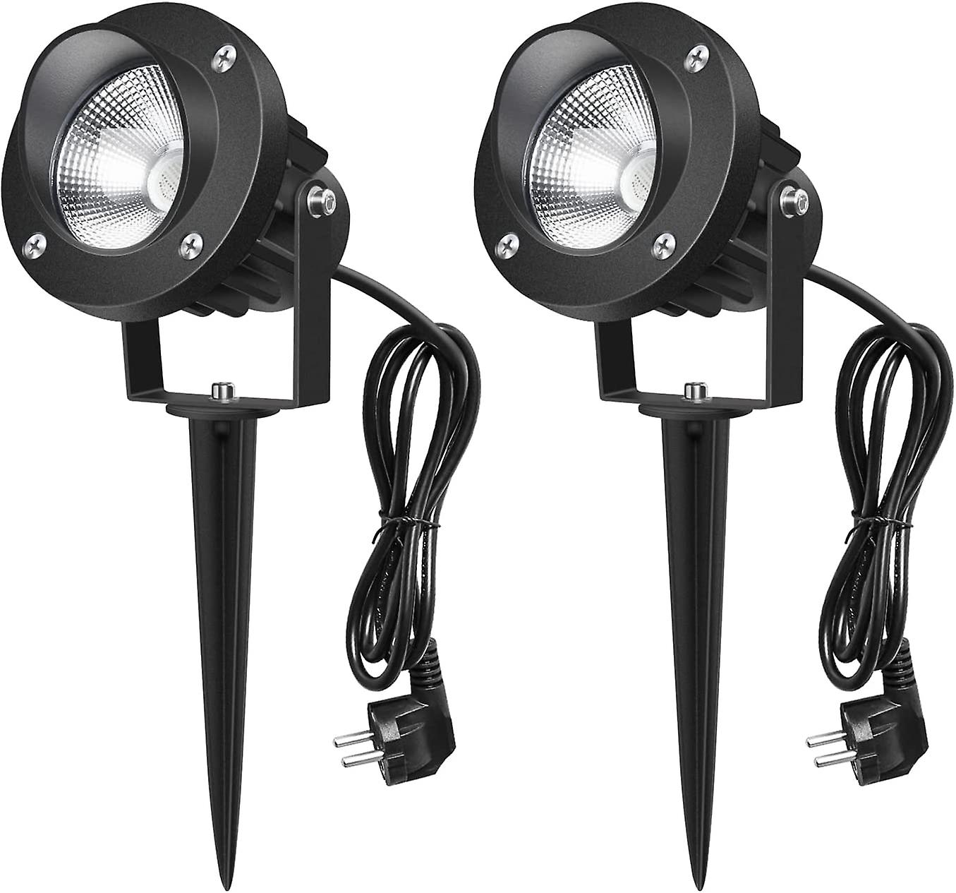 2pc 9w Outdoor Led Spot Lights With Stake 6000k Ip65 Waterproof Rotatin