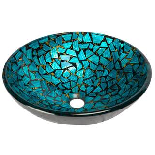 Eden Bath Mosaic Glass Round Vessel Sink in Blue and Gold EB_GS60