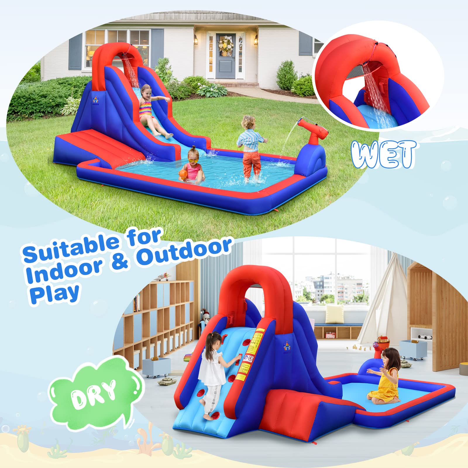 Costzon Inflatable Water Slide, 5-in-1 Kids Giant Water Slide Bouncer Park