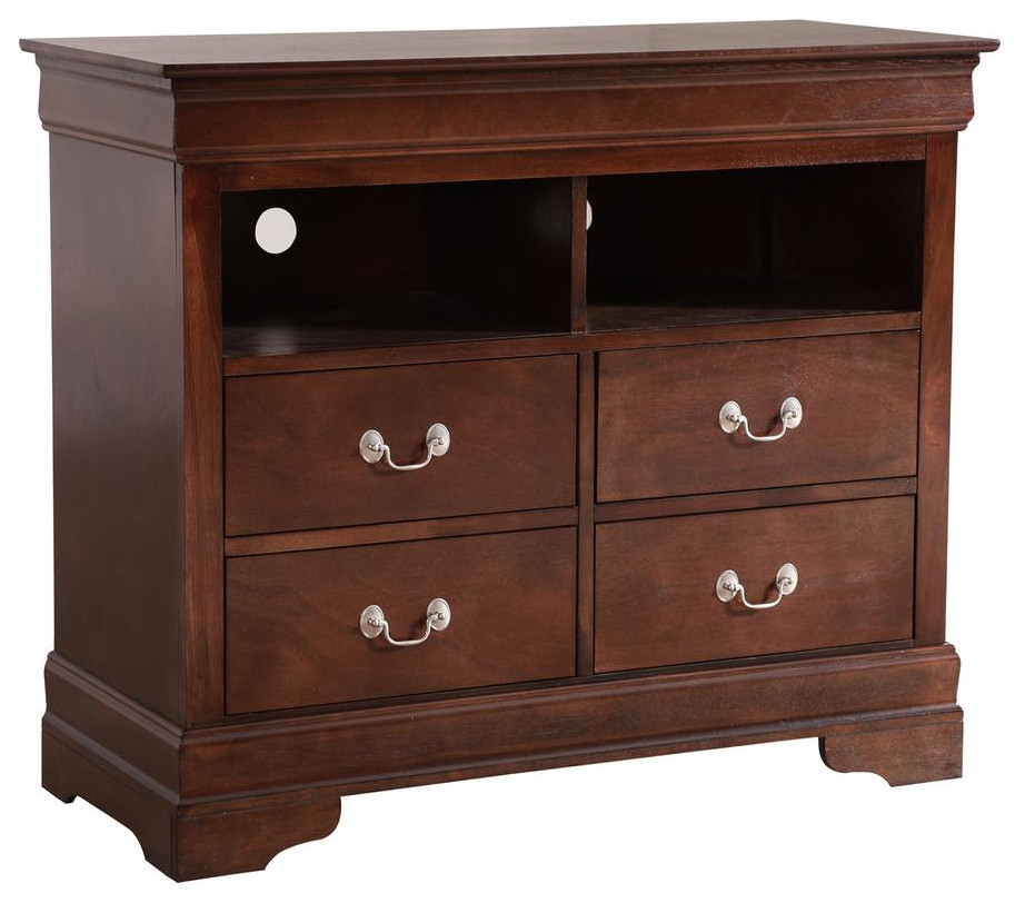 Louis Phillipe Cappuccino 4 Drawer Chest of Drawers (42 in L. X 18 in W. X...   Traditional   Entertainment Centers And Tv Stands   by BisonOffice  Houzz