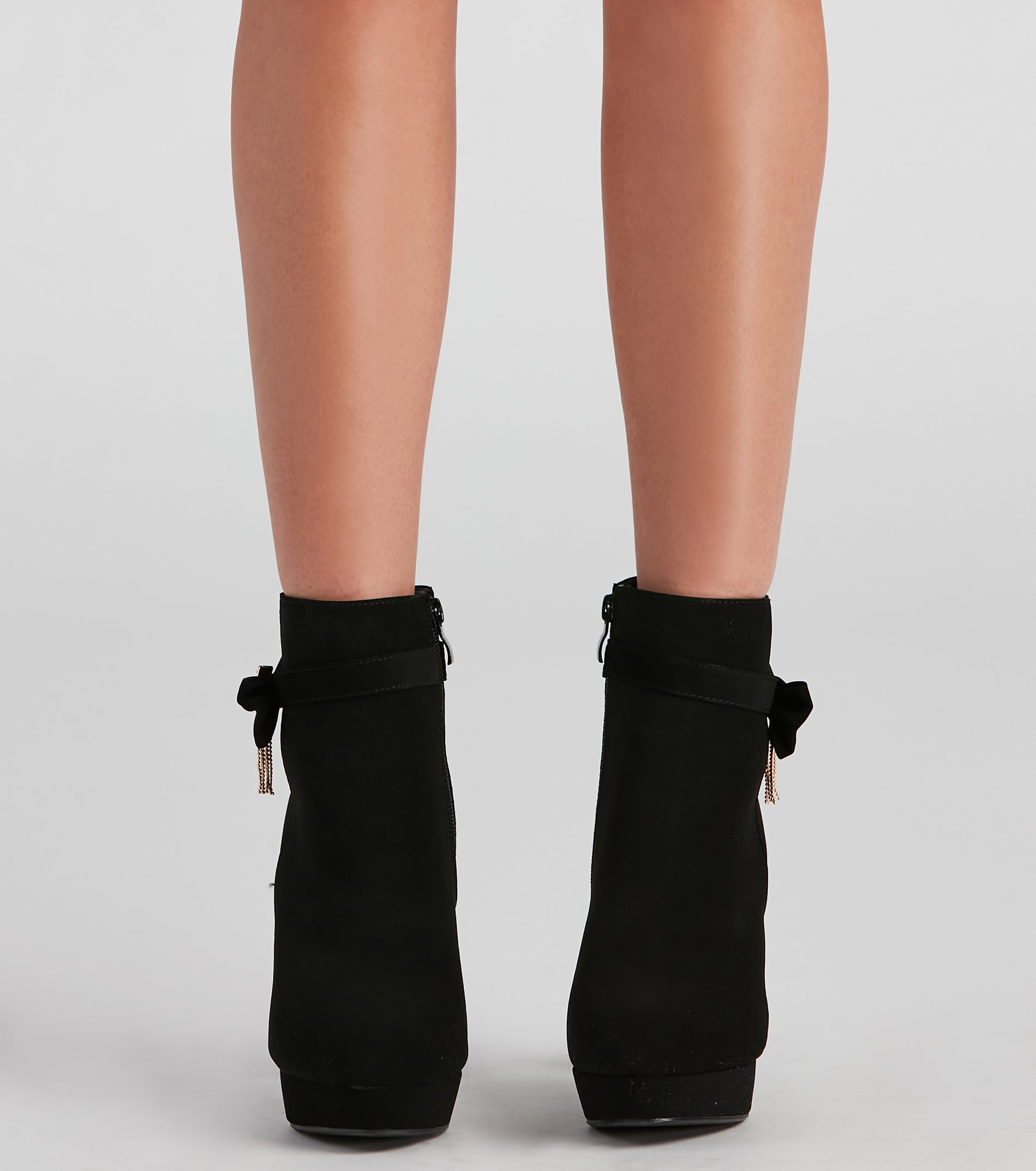 Bow Beauty Nubuck Platform Booties