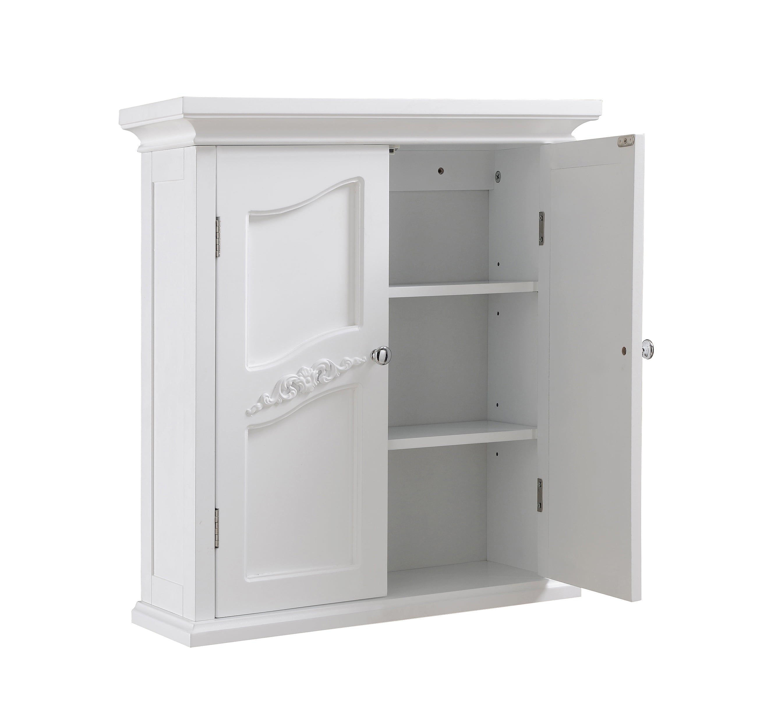 Teamson Home Versailles Wooden Wall Cabinet with 2 Shelves, White