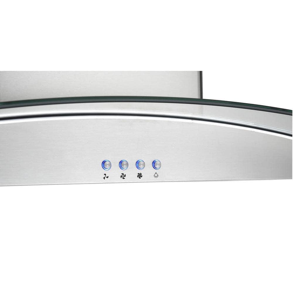 Ancona IGCC636 36 in 620 CFM Convertible Island Glass Canopy Range Hood with LED Lights in Stainless Steel