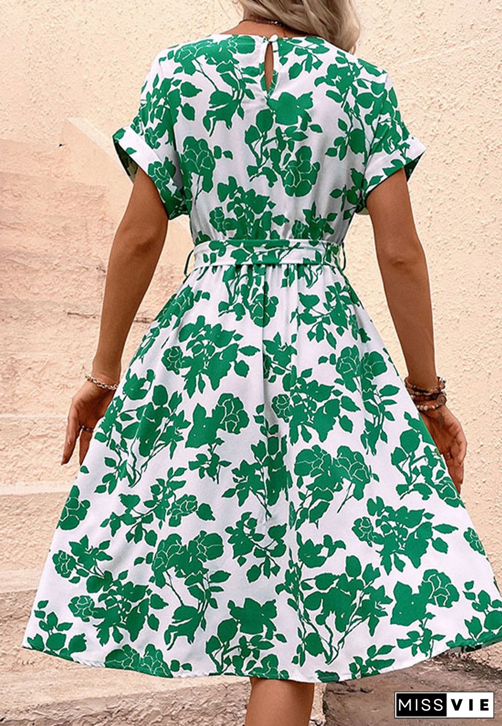 Floral Two Tone Baggy Sleeves Dress