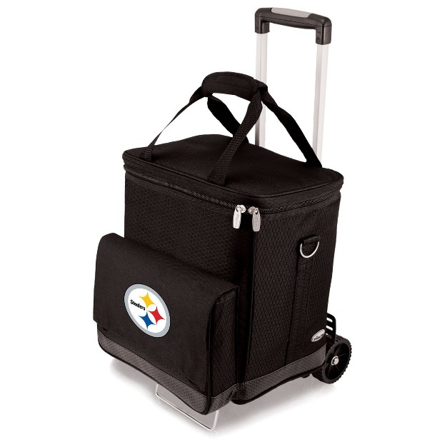 Nfl Pittsburgh Steelers Cellar Six Bottle Wine Carrier And Cooler Tote With Trolley