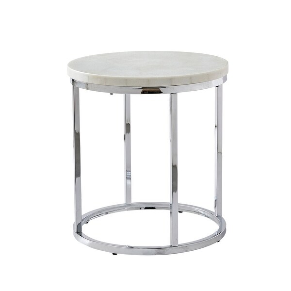 Silver Orchid Eden White Marble Top Round End Table