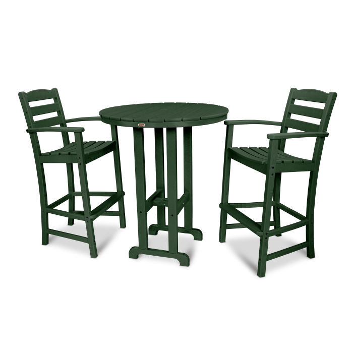 Polywood La Casa Café 3-Piece Round Farmhouse Bar Set PWS219