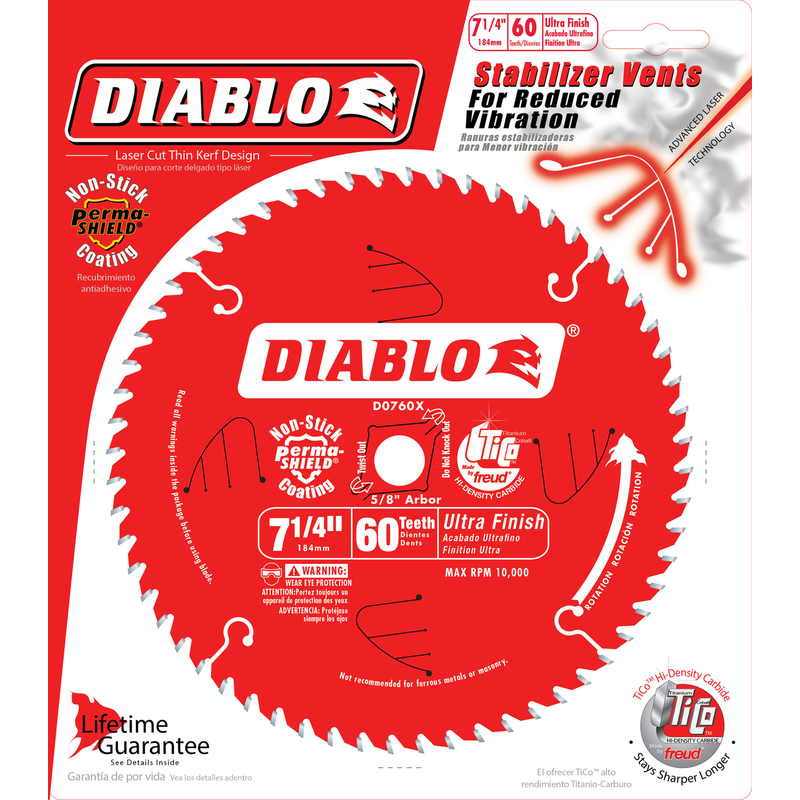 Diablo 7-1/4 in. D X 5/8 in. Carbide Tip Titanium Circular Saw Blade 60 teeth 1 pc