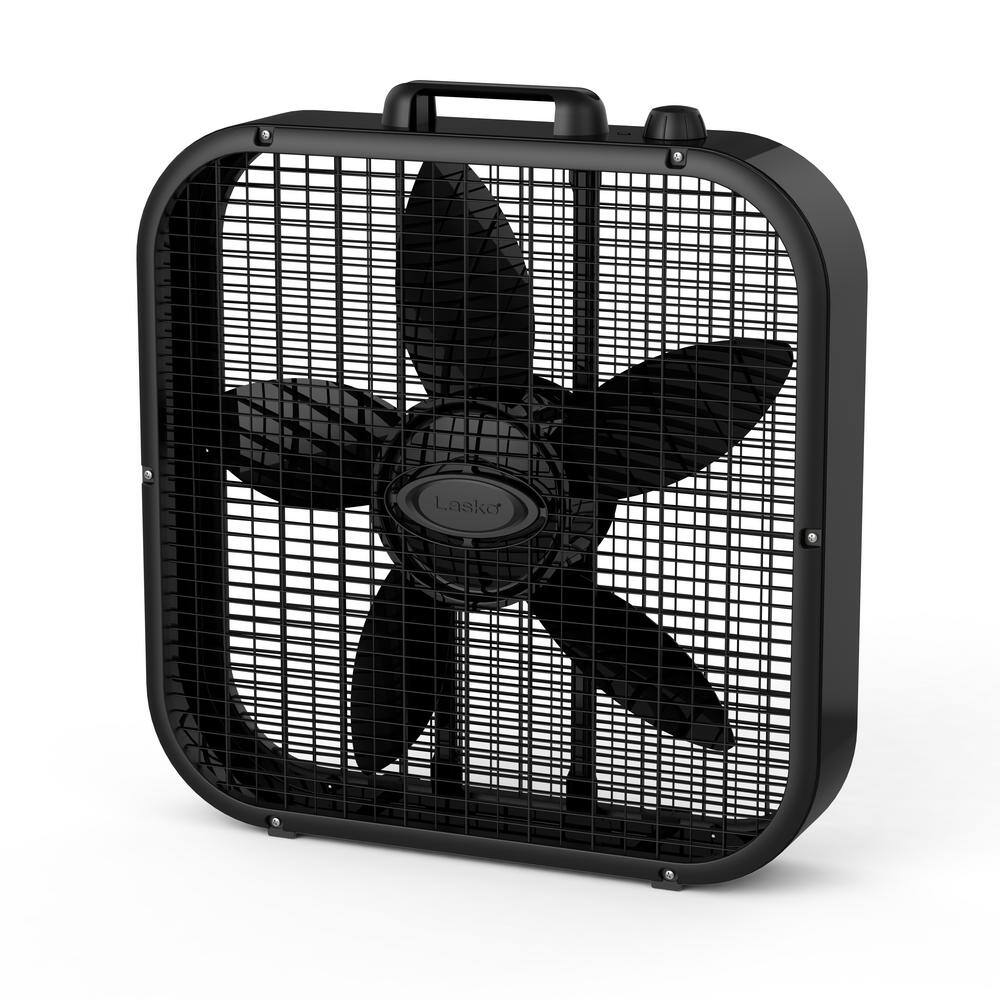 Lasko 20 in. 3 Speed Black Box Fan with Save-Smart Technology for Energy Efficiency B20401