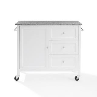 CROSLEY FURNITURE Soren White Kitchen Island with Gray Granite Top KF30090GG-WH