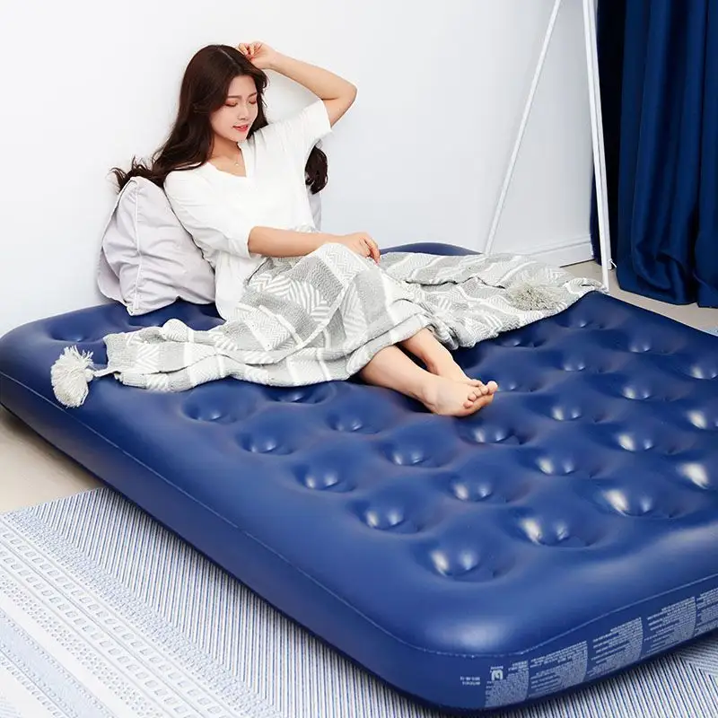 Flocked PVC inflatable folding travel air bed mattress wholesale High Quality Custom sleeping bed